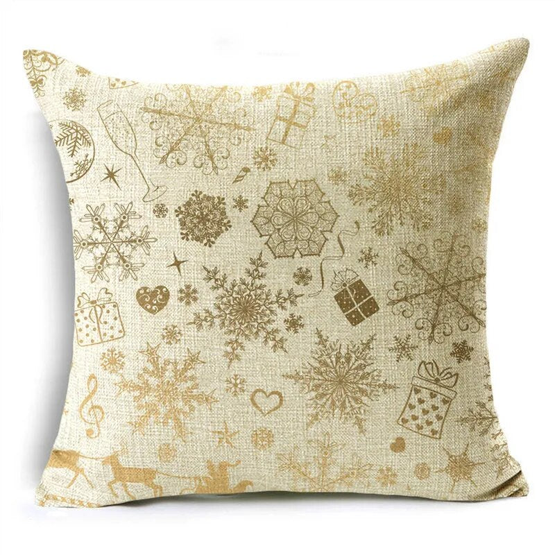 TFAN Christmas Golden Cushion Cover