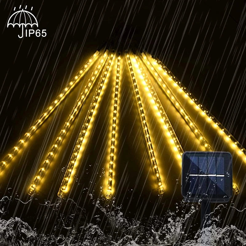 Solar Meteor Shower Rain String Lights