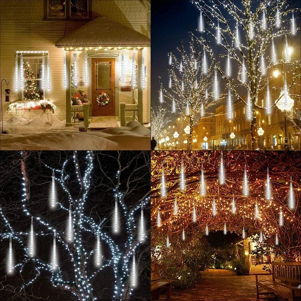 Solar Meteor Shower Rain String Lights