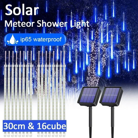 Solar Meteor Shower Rain String Lights