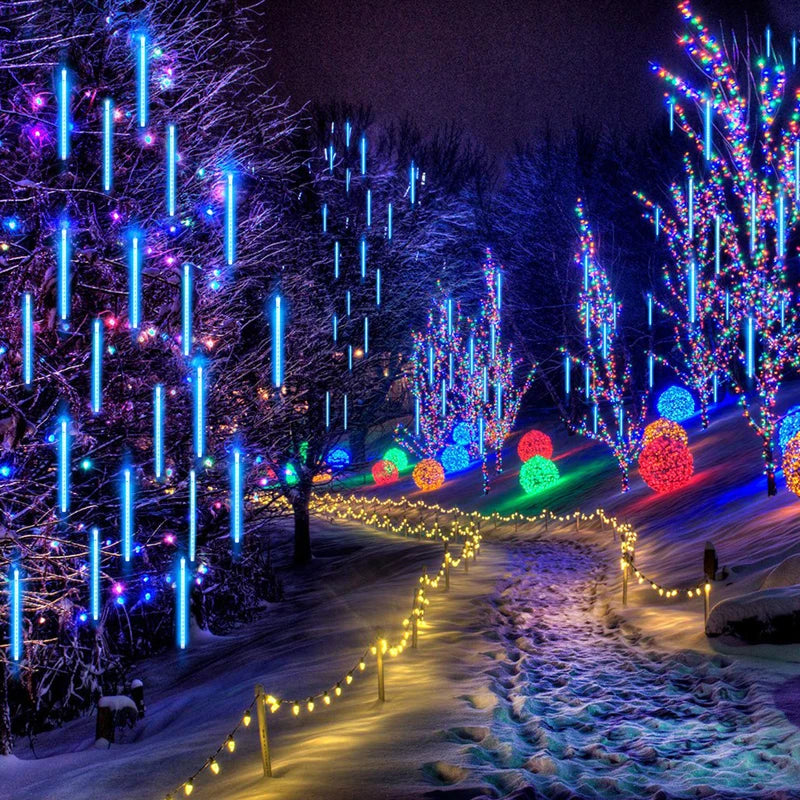 Solar Meteor Shower Rain String Lights