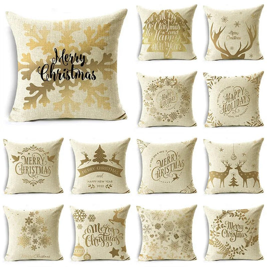 TFAN Christmas Golden Cushion Cover