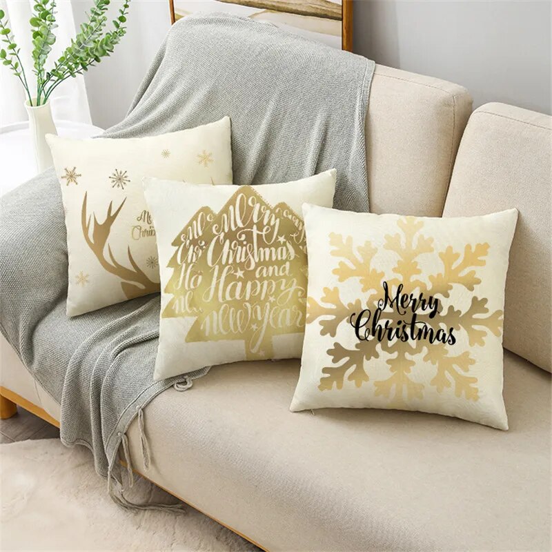 TFAN Christmas Golden Cushion Cover