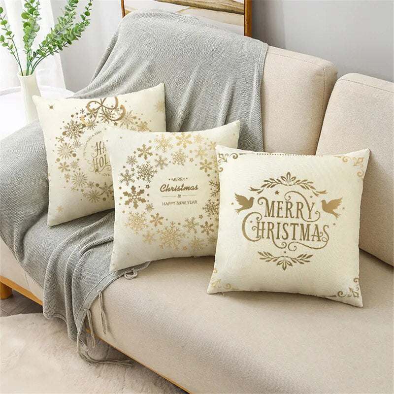 TFAN Christmas Golden Cushion Cover