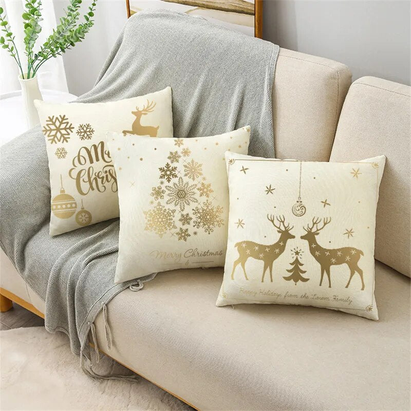 TFAN Christmas Golden Cushion Cover