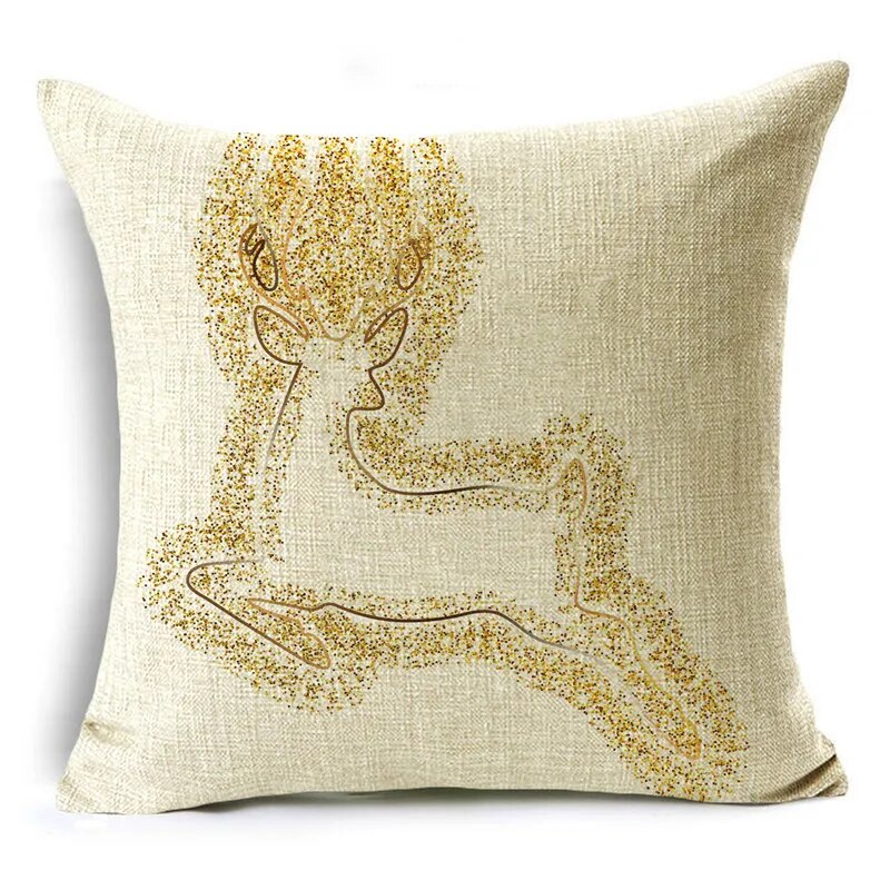 TFAN Christmas Golden Cushion Cover