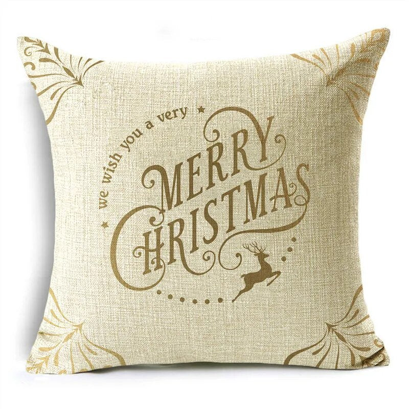 TFAN Christmas Golden Cushion Cover