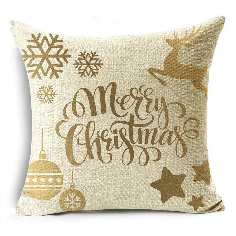 TFAN Christmas Golden Cushion Cover