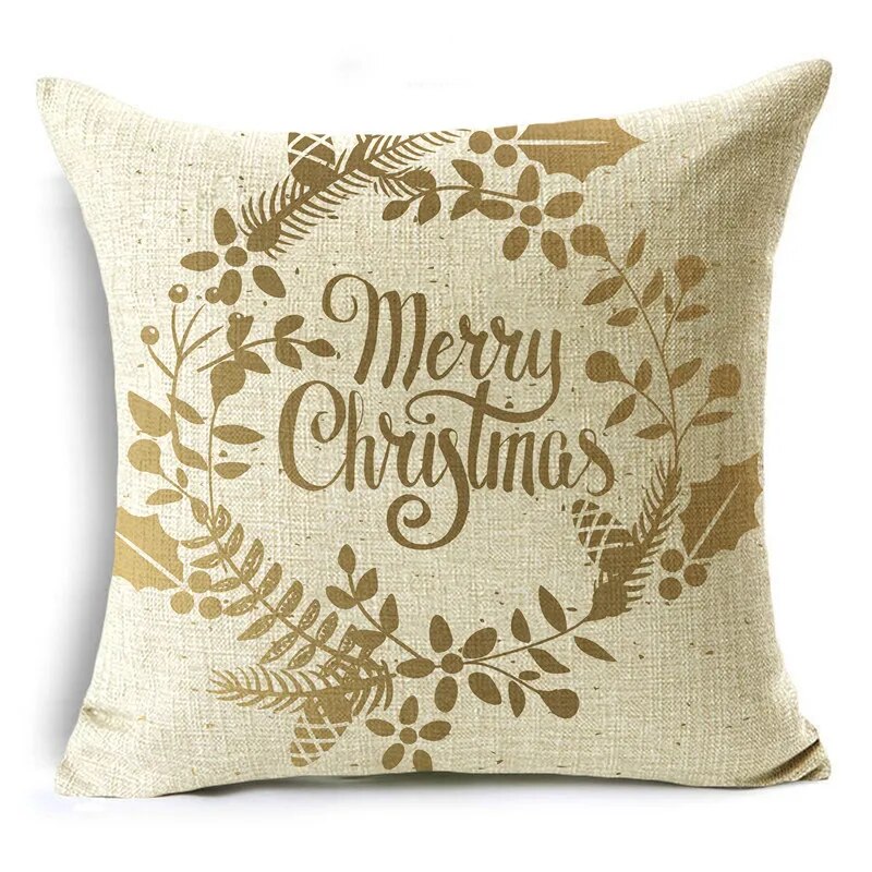 TFAN Christmas Golden Cushion Cover