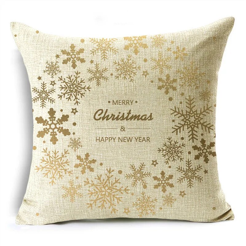 TFAN Christmas Golden Cushion Cover