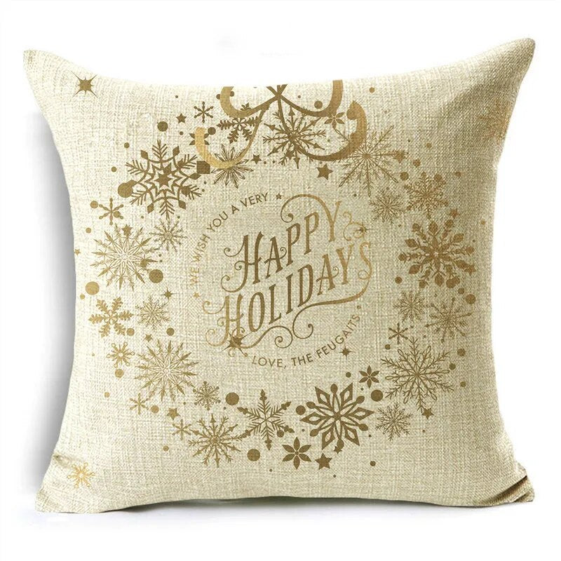 TFAN Christmas Golden Cushion Cover